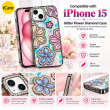 Glitter Flower Diamond Case For iPhone 15, 3D Rhinestone Floral Phone Cover, Slim Shockproof Protective Bling Case, Mobile Case for Women &amp; Girls
