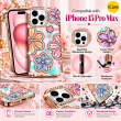 Glitter Flower Diamond Case For iPhone 15 Pro Max, 3D Rhinestone Floral Phone Cover, Slim Shockproof Protective Bling Case, Mobile Case for Women &amp; Girls