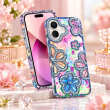 iPhone 16 Glitter Flower Diamond Case, Luxury 3D Rhinestone Floral Phone Cover, Slim Shockproof Bling Case for Weddings, Bridal Events &amp; Festivals