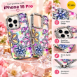 iPhone 16 Pro Glitter Flower Diamond Case, Luxury 3D Rhinestone Floral Phone Cover, Slim Shockproof Bling Case for Weddings, Bridal Events &amp; Festivals
