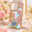 iPhone 16 Pro Glitter Flower Diamond Case, Luxury 3D Rhinestone Floral Phone Cover, Slim Shockproof Bling Case for Weddings, Bridal Events &amp; Festivals