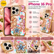 iPhone 16 Pro Glitter Flower Diamond Case, Luxury 3D Rhinestone Floral Phone Cover, Slim Shockproof Bling Case for Weddings, Bridal Events &amp; Festivals