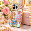 iPhone 16 Pro Max Glitter Flower Diamond Case, Luxury 3D Rhinestone Floral Phone Cover, Slim Shockproof Bling Case for Weddings, Bridal Events &amp; Festivals