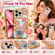 iPhone 16 Pro Max Glitter Flower Diamond Case, Luxury 3D Rhinestone Floral Phone Cover, Slim Shockproof Bling Case for Weddings, Bridal Events &amp; Festivals