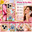 iPhone 16 Pro Max Glitter Flower Diamond Case, Luxury 3D Rhinestone Floral Phone Cover, Slim Shockproof Bling Case for Weddings, Bridal Events &amp; Festivals