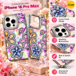 iPhone 16 Pro Max Glitter Flower Diamond Case, Luxury 3D Rhinestone Floral Phone Cover, Slim Shockproof Bling Case for Weddings, Bridal Events &amp; Festivals