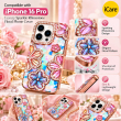 iPhone 16 Pro Glitter Flower Diamond Case, Luxury 3D Rhinestone Floral Phone Cover, Slim Shockproof Bling Case for Weddings, Bridal Events &amp; Festivals