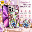 iPhone 16 Pro Glitter Flower Diamond Case, Luxury 3D Rhinestone Floral Phone Cover, Slim Shockproof Bling Case for Weddings, Bridal Events &amp; Festivals