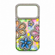 Glitter Flower Diamond Case For iPhone 18 Pro Max, Luxury Rhinestone Floral Phone Cover with Glossy Chrome Finish, Slim Shockproof Protective Bling Case for Women &amp; Girls
