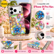 Glitter Flower Diamond Case For iPhone 18 Pro Max, Luxury Rhinestone Floral Phone Cover with Glossy Chrome Finish, Slim Shockproof Protective Bling Case for Women &amp; Girls