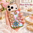 Glitter Flower Diamond Case For iPhone 18 Pro Max, Luxury Rhinestone Floral Phone Cover with Glossy Chrome Finish, Slim Shockproof Protective Bling Case for Women &amp; Girls