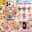 Glitter Flower Diamond Case For iPhone 18 Pro Max, Luxury Rhinestone Floral Phone Cover with Glossy Chrome Finish, Slim Shockproof Protective Bling Case for Women &amp; Girls