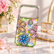 Glitter Flower Diamond Case For iPhone 18 Pro, Luxury Rhinestone Floral Phone Cover with Glossy Chrome Finish, Slim Shockproof Protective Bling Case for Women &amp; Girls