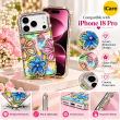Glitter Flower Diamond Case For iPhone 18 Pro, Luxury Rhinestone Floral Phone Cover with Glossy Chrome Finish, Slim Shockproof Protective Bling Case for Women &amp; Girls