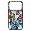 Glitter Flower Diamond Case For iPhone 18 Pro, Luxury Rhinestone Floral Phone Cover with Glossy Chrome Finish, Slim Shockproof Protective Bling Case for Women &amp; Girls