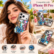 Glitter Flower Diamond Case For iPhone 18 Pro, Luxury Rhinestone Floral Phone Cover with Glossy Chrome Finish, Slim Shockproof Protective Bling Case for Women &amp; Girls