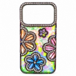 Glitter Flower Diamond Case For iPhone 18 Pro Max, Luxury Rhinestone Floral Phone Cover with Glossy Chrome Finish, Slim Shockproof Protective Bling Case for Women &amp; Girls