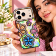 Glitter Flower Diamond Case For iPhone 18 Pro Max, Luxury Rhinestone Floral Phone Cover with Glossy Chrome Finish, Slim Shockproof Protective Bling Case for Women &amp; Girls