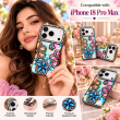 Glitter Flower Diamond Case For iPhone 18 Pro Max, Luxury Rhinestone Floral Phone Cover with Glossy Chrome Finish, Slim Shockproof Protective Bling Case for Women &amp; Girls