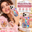 Glitter Flower Diamond Case For iPhone 18 Pro Max, Luxury Rhinestone Floral Phone Cover with Glossy Chrome Finish, Slim Shockproof Protective Bling Case for Women &amp; Girls
