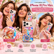 Glitter Flower Diamond Case For iPhone 18 Pro Max, Luxury Rhinestone Floral Phone Cover with Glossy Chrome Finish, Slim Shockproof Protective Bling Case for Women &amp; Girls