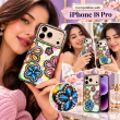 Glitter Flower Diamond Case For iPhone 18 Pro, Luxury Rhinestone Floral Phone Cover with Glossy Chrome Finish, Slim Shockproof Protective Bling Case for Women &amp; Girls