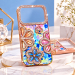Glitter Flower Diamond Case For iPhone 18 Pro, Luxury Rhinestone Floral Phone Cover with Glossy Chrome Finish, Slim Shockproof Protective Bling Case for Women &amp; Girls