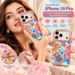 Glitter Flower Diamond Case For iPhone 18 Pro, Luxury Rhinestone Floral Phone Cover with Glossy Chrome Finish, Slim Shockproof Protective Bling Case for Women &amp; Girls