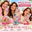 Glitter Flower Diamond Case For iPhone 18 Pro, Luxury Rhinestone Floral Phone Cover with Glossy Chrome Finish, Slim Shockproof Protective Bling Case for Women &amp; Girls