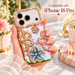 Glitter Flower Diamond Case For iPhone 18 Pro, Luxury Rhinestone Floral Phone Cover with Glossy Chrome Finish, Slim Shockproof Protective Bling Case for Women &amp; Girls