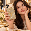 Glitter Diamond Case For iPhone 18 Pro Max, MagSafe Magnetic Ring, Luxury Sparkle Back Cover, Shockproof Protective Case with Raised Screen &amp; Camera Edges, Wireless Charging Support
