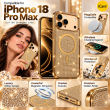 Glitter Diamond Case For iPhone 18 Pro Max, MagSafe Magnetic Ring, Luxury Sparkle Back Cover, Shockproof Protective Case with Raised Screen &amp; Camera Edges, Wireless Charging Support