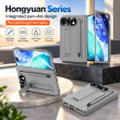 Apple iPhone Duo Foldable Phone Case, Shockproof Protective Cover with Integrated Stylus Holder, Multi-Angle Kickstand, Metal Camera Lens Protector and Full Hinge Protection, iCare