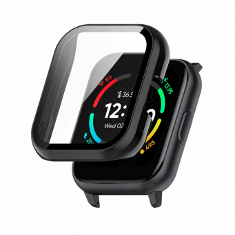 Realme Watch S100 Hard PC Clear Watch Case Full Coverage Anti-scratch Protective Cover with Tempered Glass Screen Protector | iCare