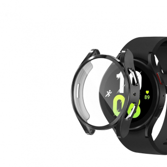 Samsung Watch 4 (44mm) Soft TPU Full Protection Case Cover for Samsung Smart Watch (Flexible | Silicone | Black) | iCare