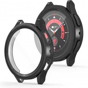 Samsung Watch 5 Pro (45mm) Soft TPU Full Protection Case Cover for Samsung Smart Watch (Flexible | Silicone | Black) | iCare