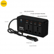Car Invertor | Car Inverter (200W) 12V DC To 220V AC Power Adapter With 2 USB-A And 2 Type-C Ports For Laptop Computer Smartphones | iCare