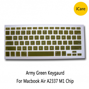 MacBook Air 13 M1 A2337 (2020) / A2179 (2019) / A1932 (2018) Keyboard Keyguard | MacBook M1 A2337/A1279 TPU Ultra Thin Keyboard Cover Skin with Touch ID &amp; Retina Display Protective Skin &ndash; Dark Green | iCare