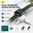 Apple Watch Series 1-10, SE &amp; Ultra Magnetic Wireless Charger with Keychain | Dual USB-C &amp; Lightning Connector | iCare