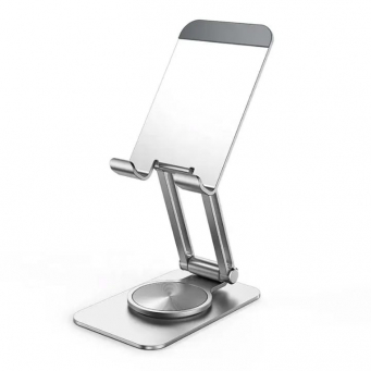 P2 Metal Phone stand: Ergonomic 360&deg; Rotating Aluminum Alloy Phone Stand | Portable Telescopic Desk Mount with Non-Slip Base for Smartphones, Tablets &amp; Live Streaming | iCare