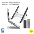 Foldable Portable Laptop Stand Made of Durable Aluminum Alloy &ndash; Height Adjustable, Lightweight (183 g), Supports Up to 10kg, Compatible with 11&rdquo; to 15.6&rdquo; Laptops | iCare