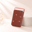 Glitter Magsafe Wallet Case | iCare Magnetic Glitter Wallet for iPhone &ndash; Sparkly Card Holder with Magnetic Closure, Slim PU Leather Wallet Purse, Stylish Glitter Design, Secure Credit Card and Cash Organizer for Women &amp; Girls &ndash; Brown | Amlee