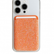 Glitter Magsafe Wallet Case | iCare Magnetic Glitter Wallet for iPhone &ndash; Sparkly Card Holder with Magnetic Closure, Slim PU Leather Wallet Purse, Stylish Glitter Design, Secure Credit Card and Cash Organizer for Women &amp; Girls &ndash; Orange | Amlee