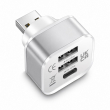 Mini USB Hub Splitter | 1 Male to 3 Multi USB Expander | 2 USB Ports + 1 Type-C Port &ndash; WHITE | iCare