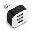 Mini USB Hub Splitter | 1 Male to 3 Multi USB Expander | 2 USB Ports + 1 Type-C Port &ndash; BLACK | iCare