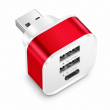 Mini USB Hub Splitter | 1 Male to 3 Multi USB Expander | 2 USB Ports + 1 Type-C Port &ndash; RED | iCare