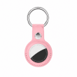 Apple AirTag Premium PU Leather Keychain Case with Metal Key Ring, Anti-Scratch Protective Cover for Keys, Bags &amp; Luggage, Pink | iCare