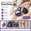 Apple AirTag Premium PU Leather Keychain Case with Metal Key Ring, Anti-Scratch Protective Cover for Keys, Bags &amp; Luggage, Pink &ndash; Purple | iCare