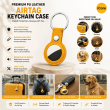 Apple AirTag Premium PU Leather Keychain Case with Metal Key Ring, Anti-Scratch Protective Cover for Keys, Bags &amp; Luggage, Pink &ndash; yellow | iCare