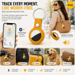 Apple AirTag Premium PU Leather Keychain Case with Metal Key Ring, Anti-Scratch Protective Cover for Keys, Bags &amp; Luggage, Pink &ndash; yellow | iCare
